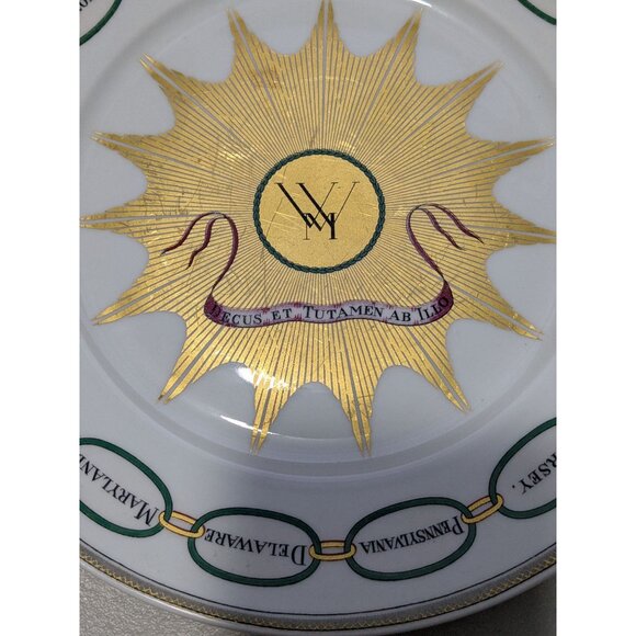Martha Washington Haviland Salad Plate Gold Starburst St names in Green Rings Li - Picture 3 of 14